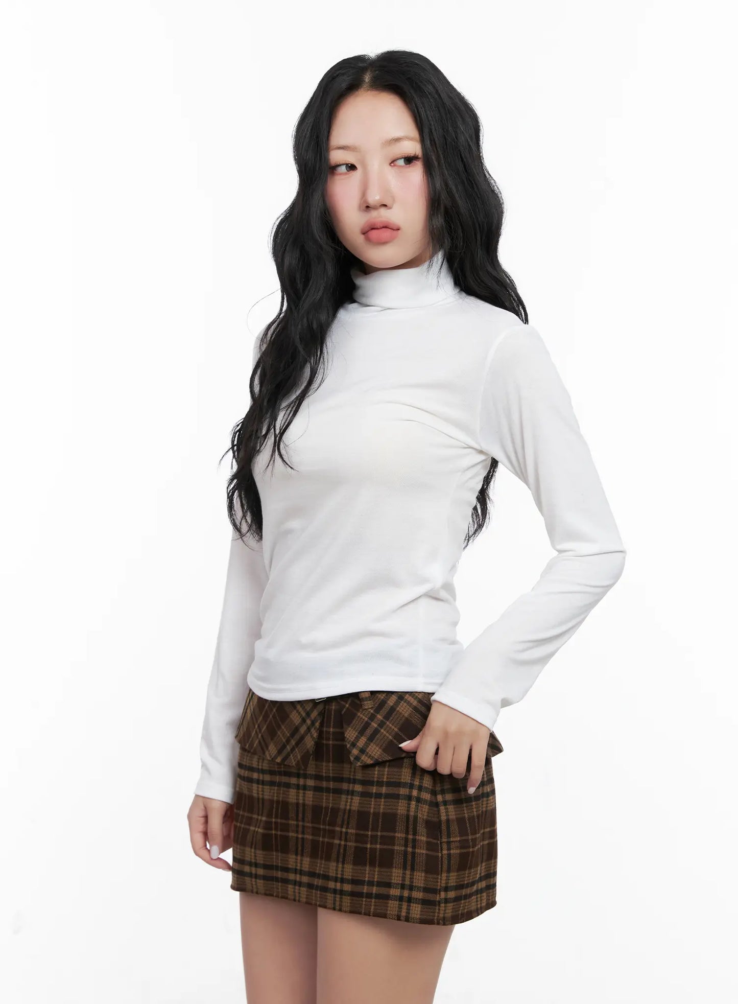 Basic Fleece Turtleneck Long Sleeve Top CN514
