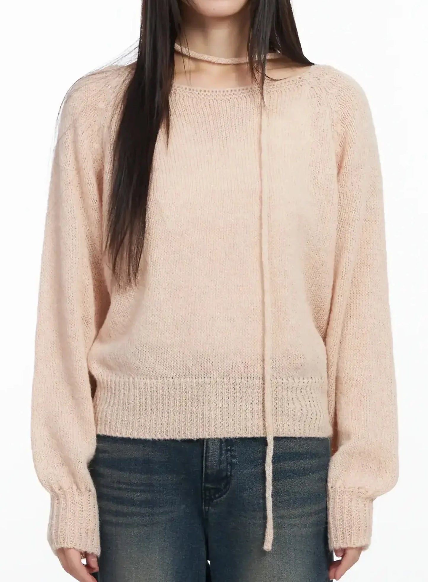 Chic Off-Shoulder Knit Sweater and Thin Scarf Set F517