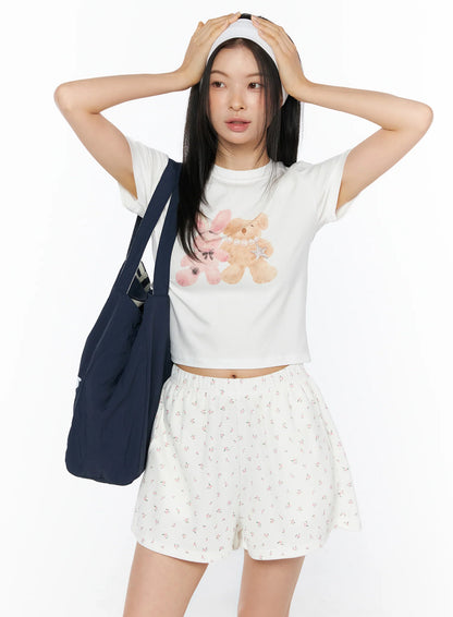 Animal Print Cropped Tee IU516