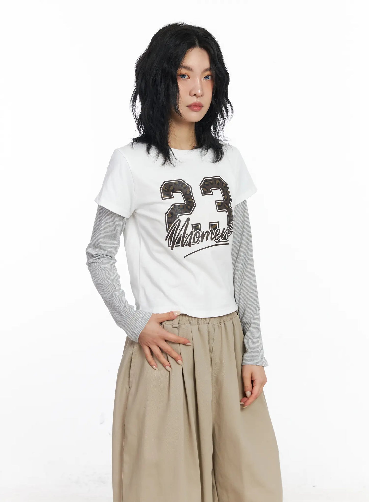 23 Graphic Layered Long Sleeve Top CJ523