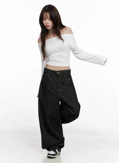 Chic Off-Shoulder Cropped Tee IN514