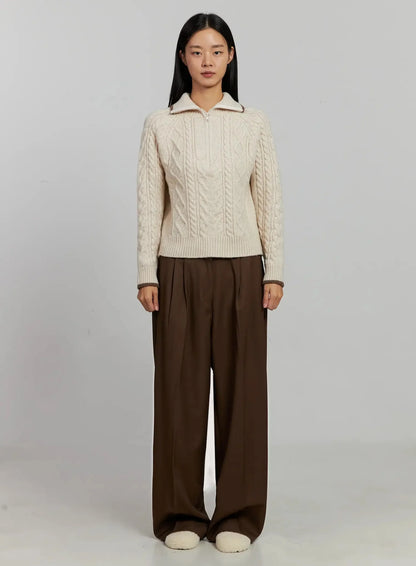 Brown Pleated Slacks IJ505