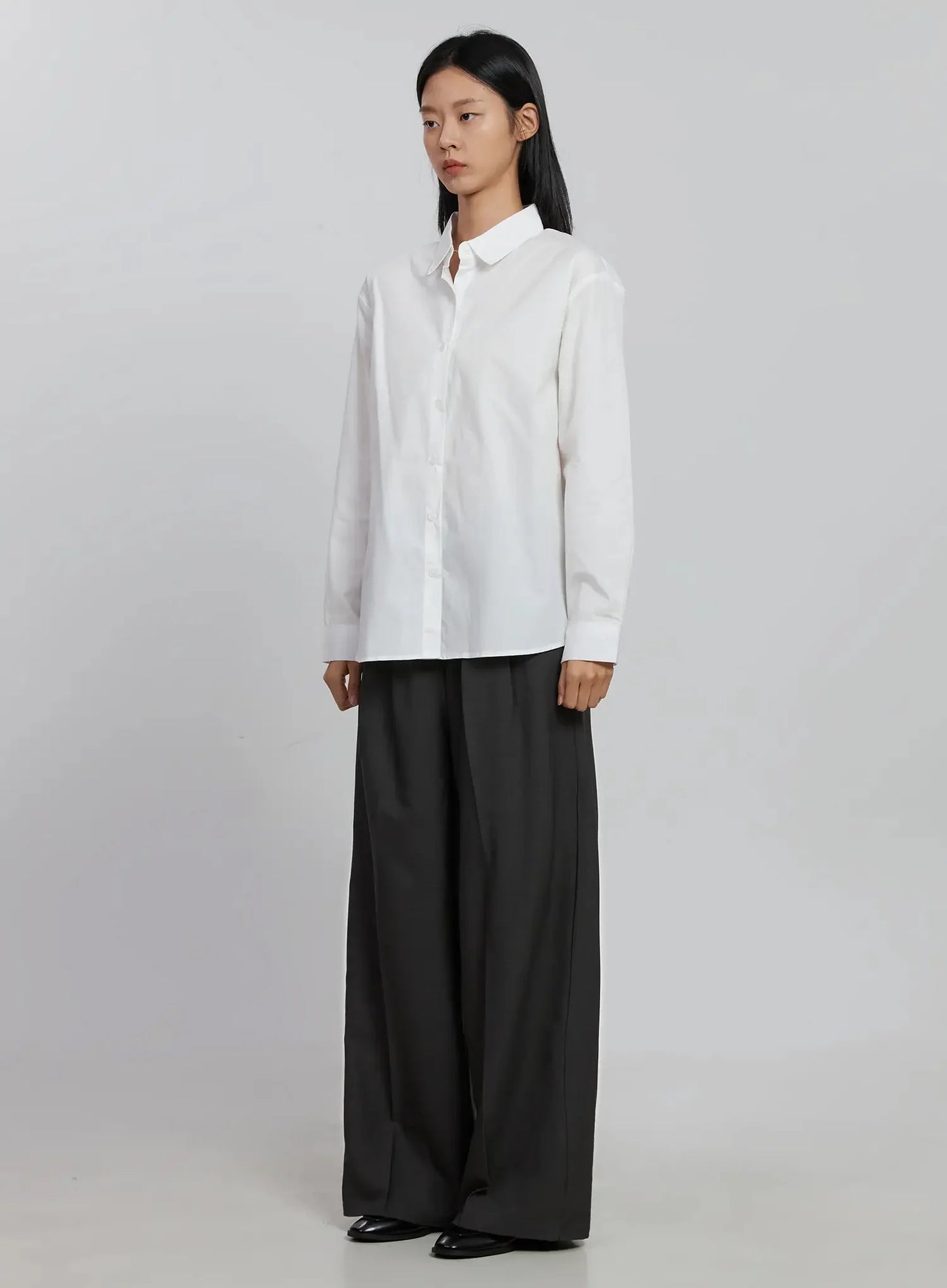Basic Long Sleeve Button-Up Shirt ID516