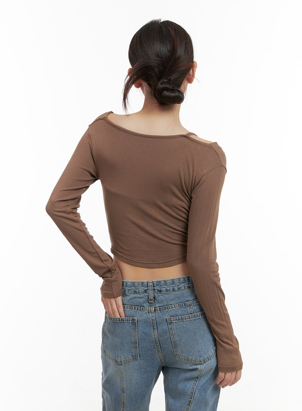 Buckle Shirred Off Shoulder Long Sleeve CG423