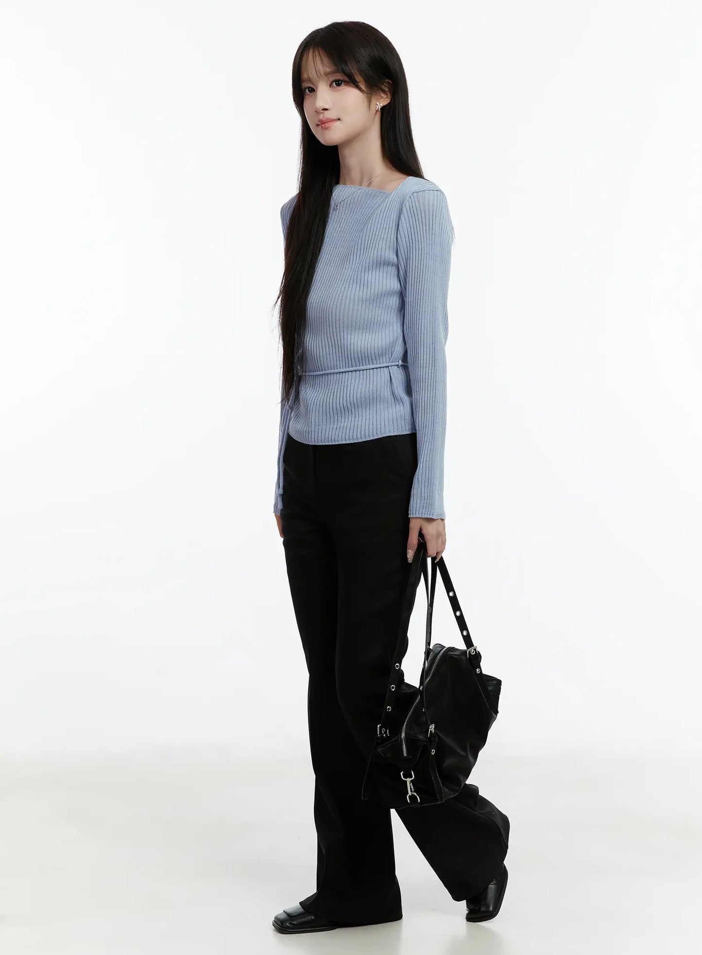 Asymmetrical Boat Neck Knit Top CD523