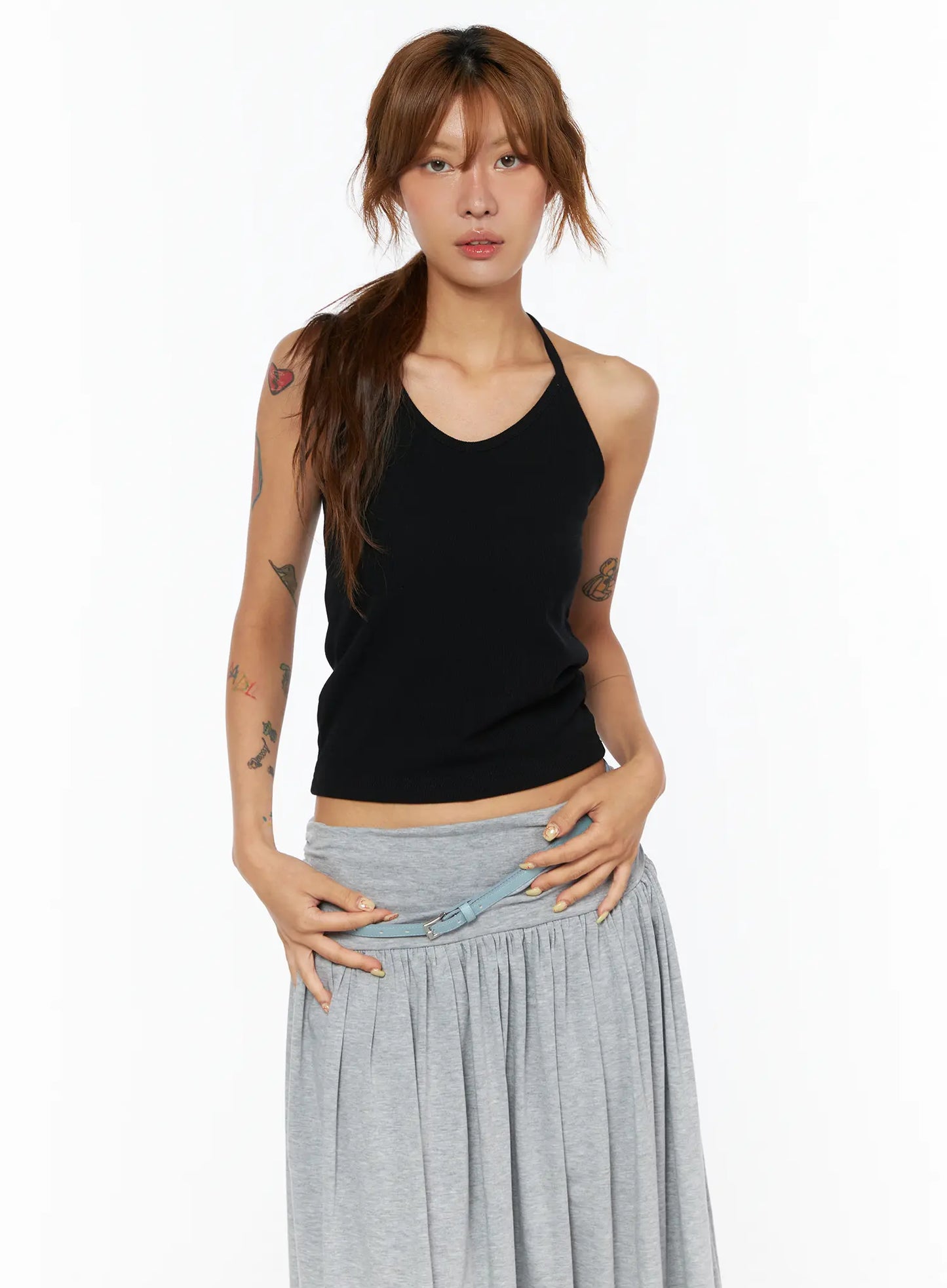 Basic Ribbed Halter Top CU518
