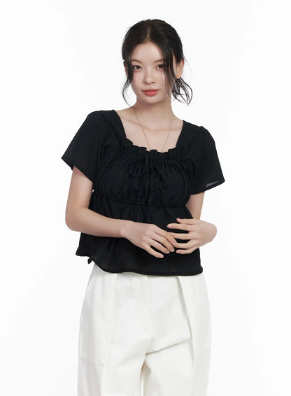 Chiffon Ruffle Short Sleeve Blouse CA510