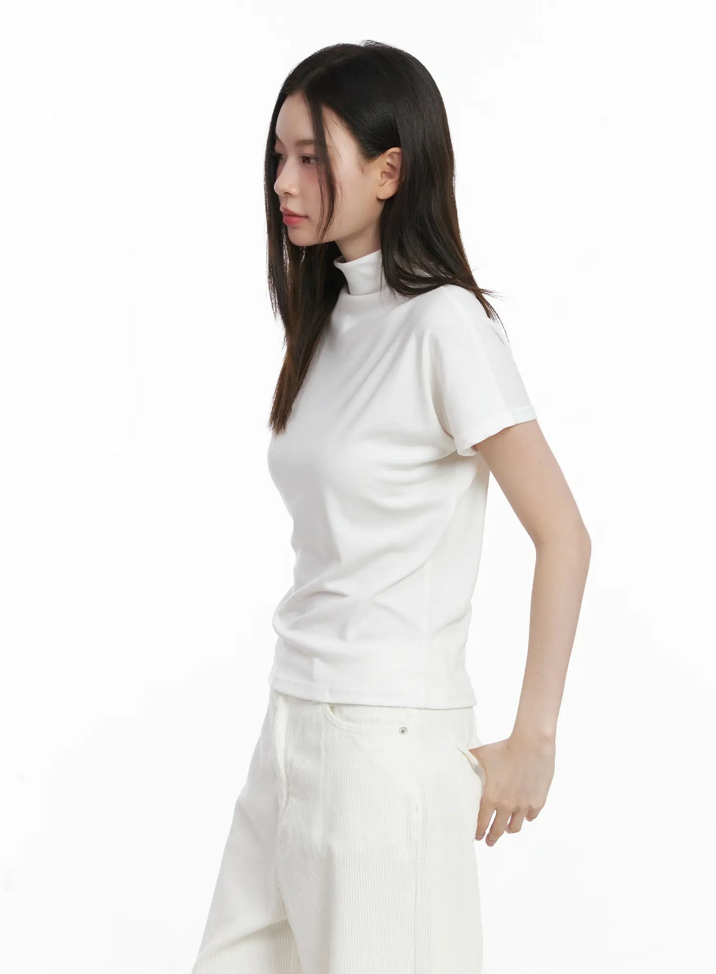 Basic Mock Neck Short Sleeve Top CJ507