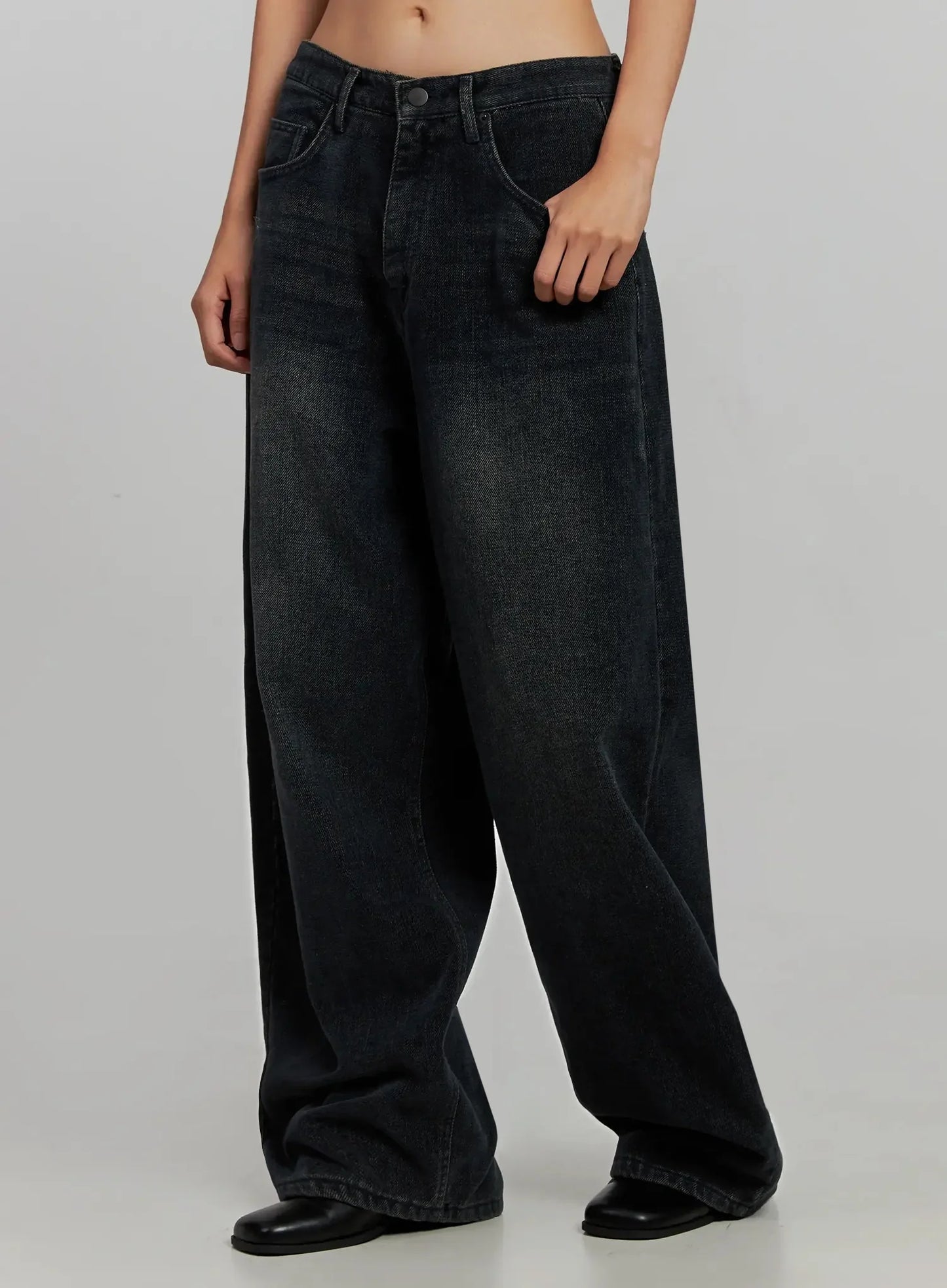 Aubree Washed Wide Jeans IJ502