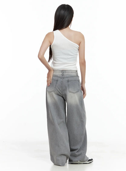 Asymmetric Graphic One-Shoulder Tank CL509