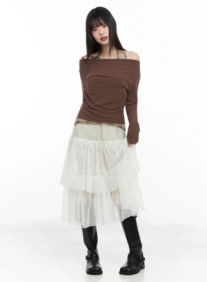Chiffon Layered Midi Skirt IM523