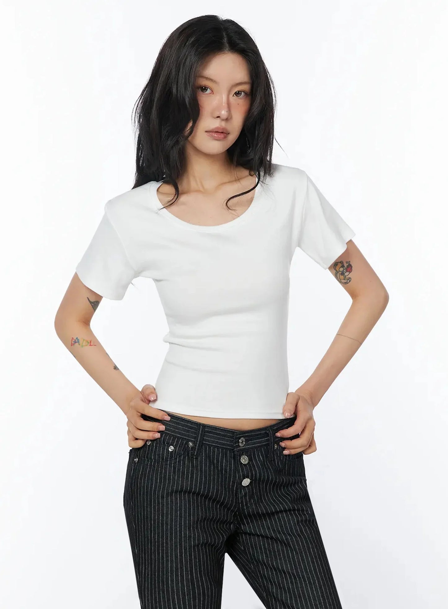 Casual Round Neck Short Sleeve Top IU508