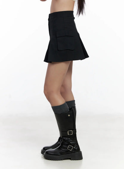 Chic Pleated Cargo Mini Skirt CF503
