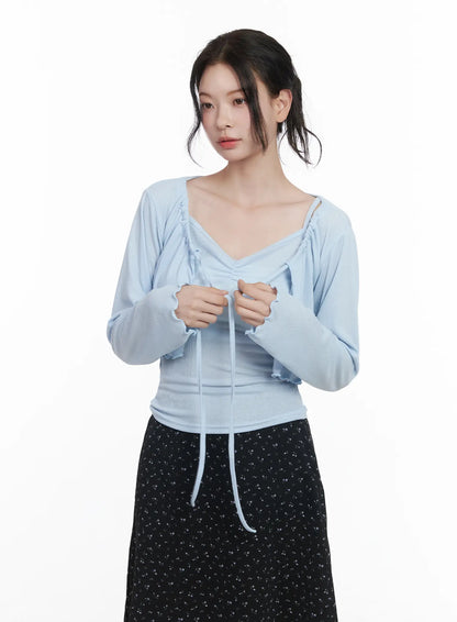 Chic Tie-Front Cardigan Set CA510