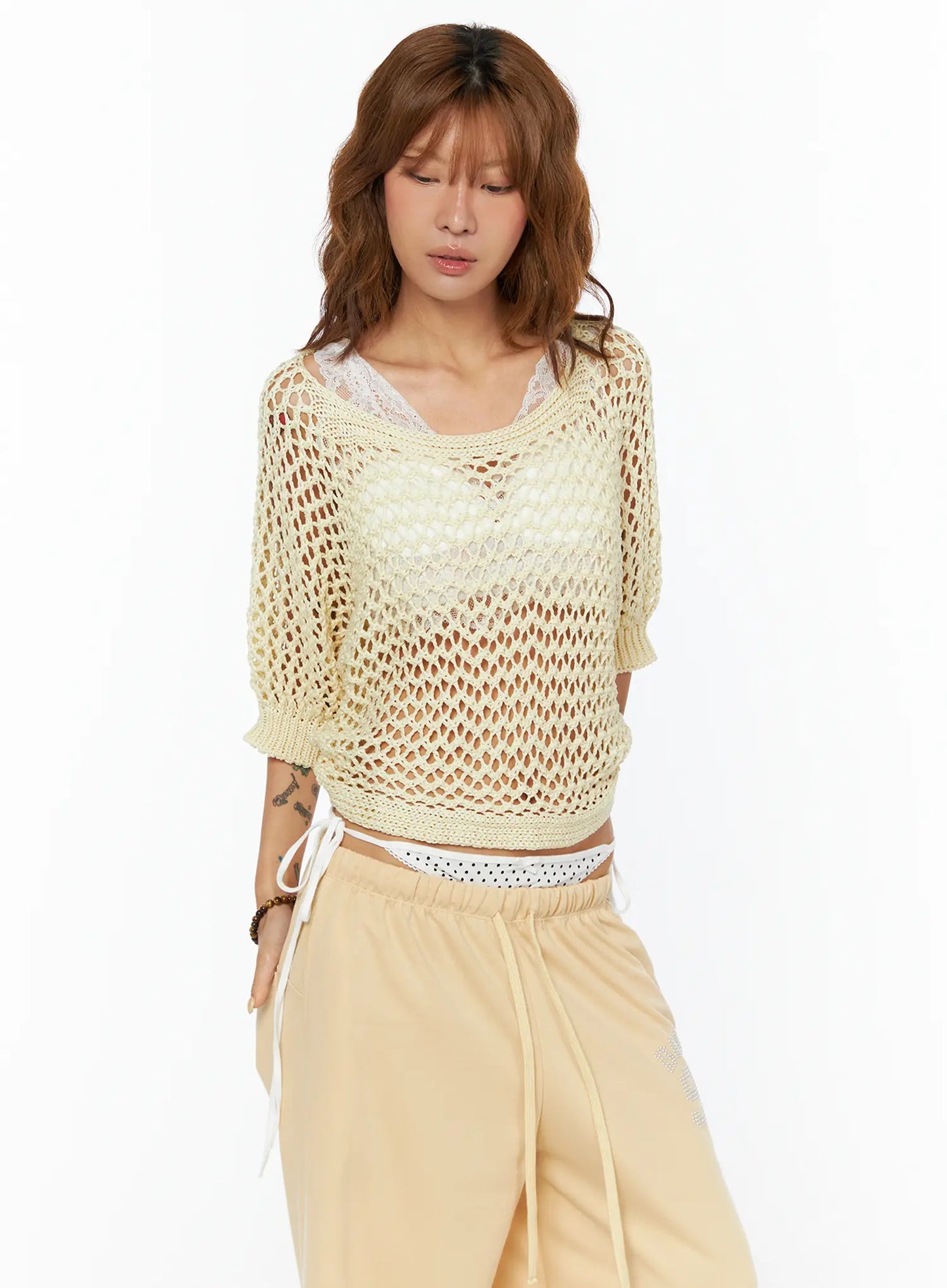 Casual Mesh Knit Top CU517
