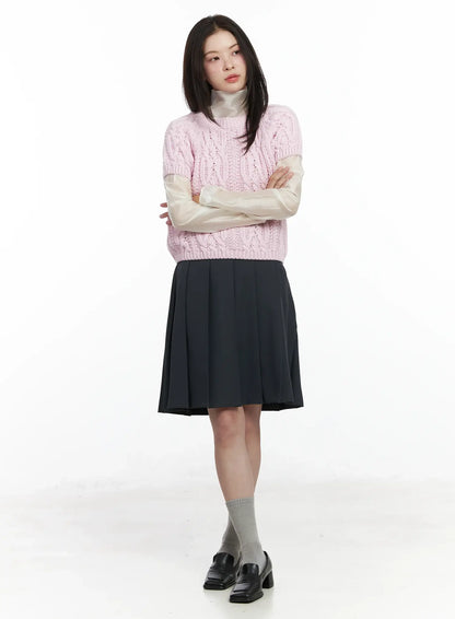 Cable Knit Short Sleeve Top IF524