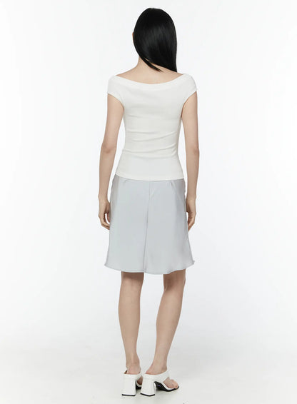 Boat Neck Short Sleeve Top IU505