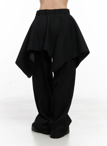 Asymmetric Layered Skirt Pants CN514