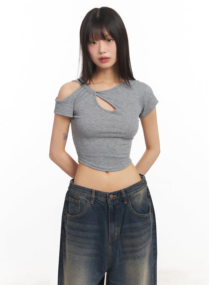 Asymmetric Cut-Out Crop Top IY502