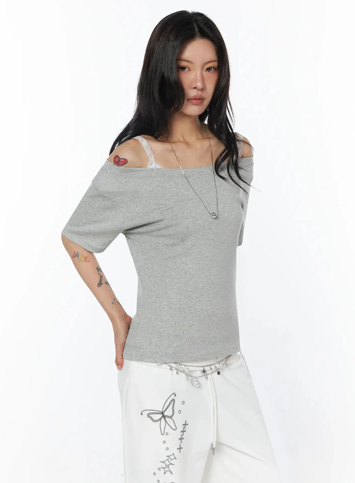 Casual One-Shoulder Oversized Tee IU508