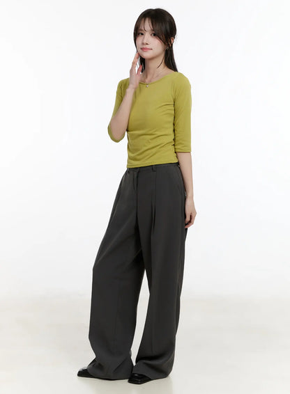Basic U-Neck 3/4 Sleeve Tee CM505