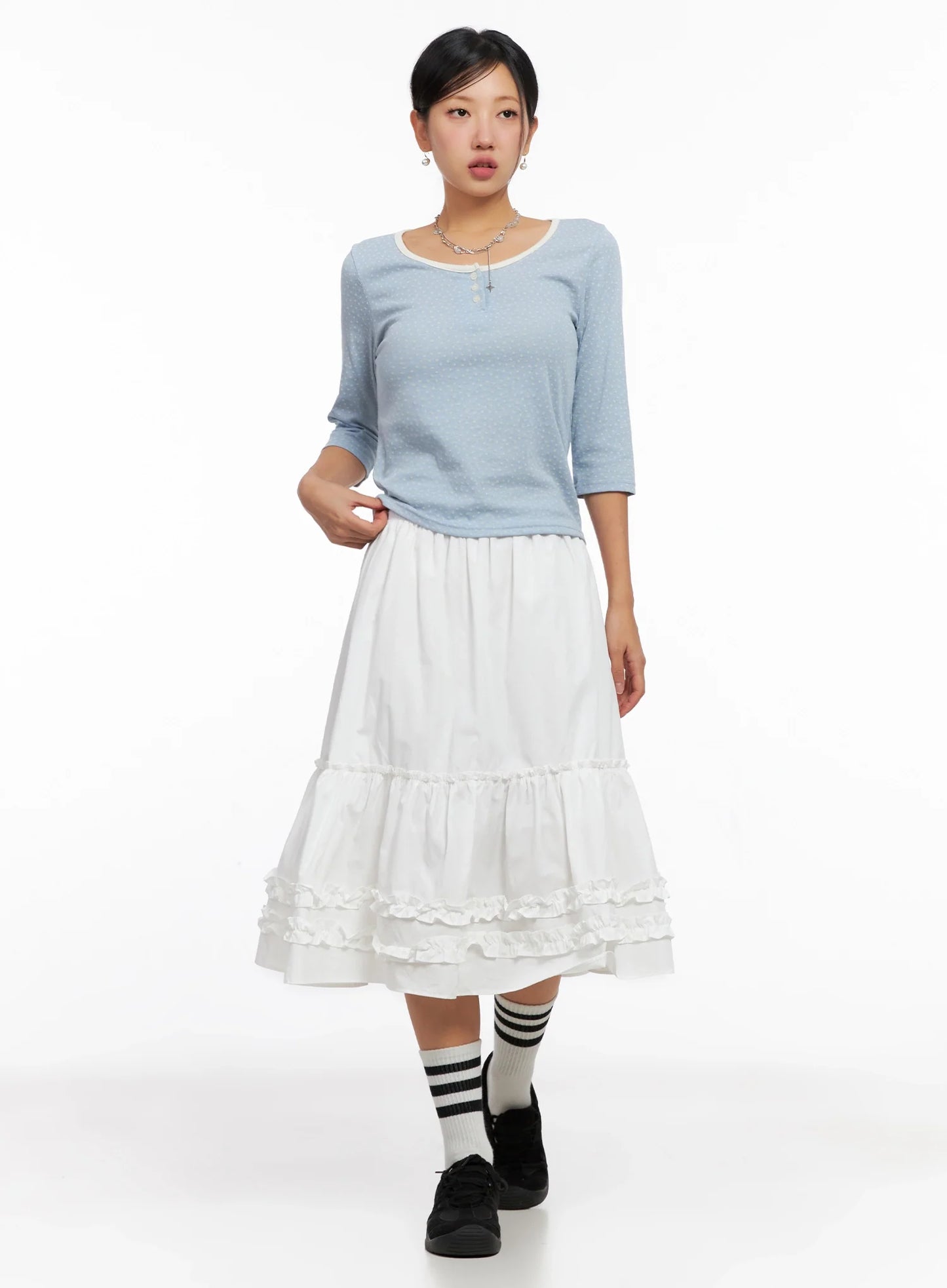3/4 Sleeve Round Neck Tee IG527