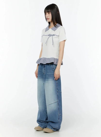 Celie Baggy Pin-Tuck Jeans CU515