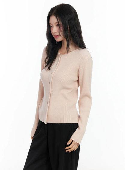 Basic Slim Round Neck Cardigan IM524