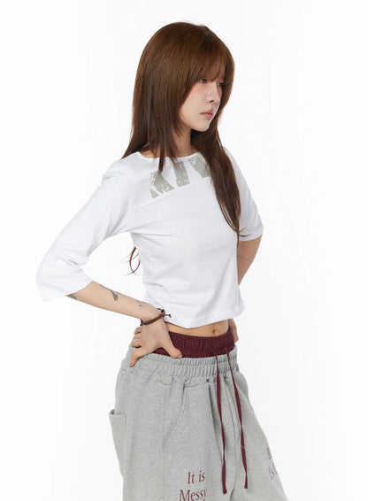 Boat Neck Graphic Tee CY528