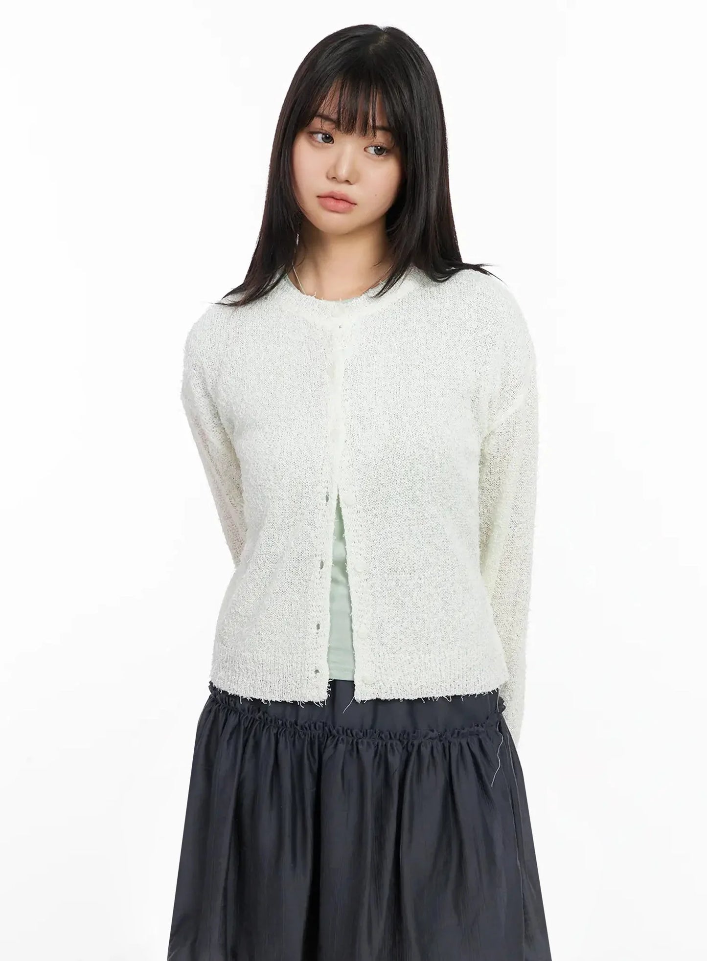 Basic Crew Neck Cardigan IA523