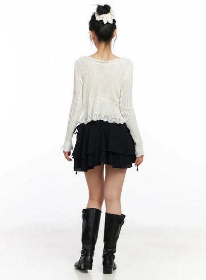 Chic Ribbon Flare Mini Skirt CJ523