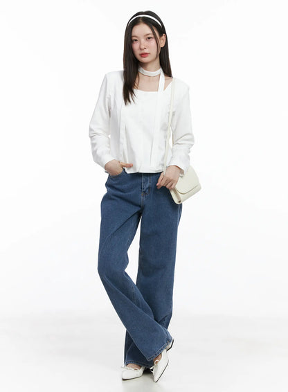 Ashlyn High-Waist Fleece-Lined Wide-Leg Jeans CJ507