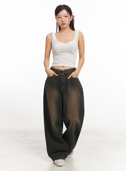 Bethany Vintage Washed Baggy Jeans IA524