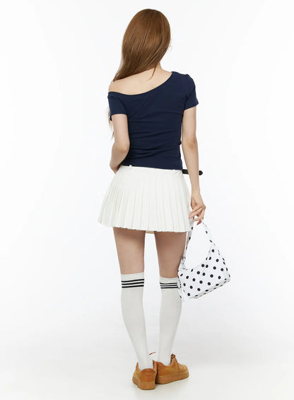 Belted Pleated Mini Skirt CU511
