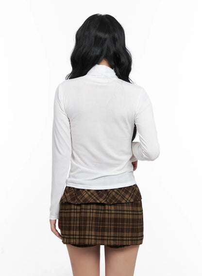 Basic Fleece Turtleneck Long Sleeve Top CN514