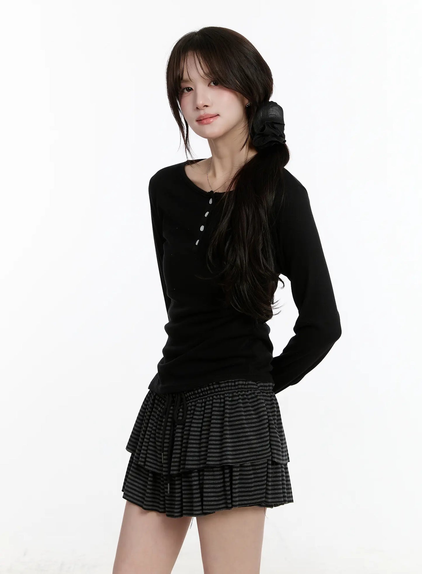 Button Accent Long Sleeve Top CM510