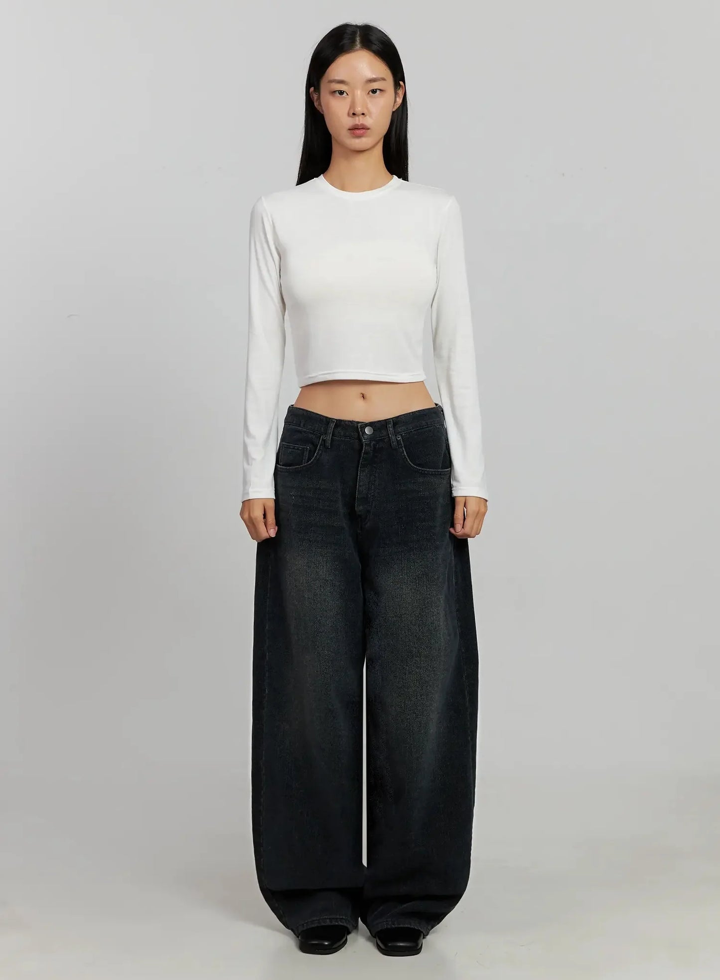 Aubree Washed Wide Jeans IJ502