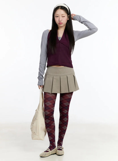 Chic Striped Pleated Mini Skirt CM511