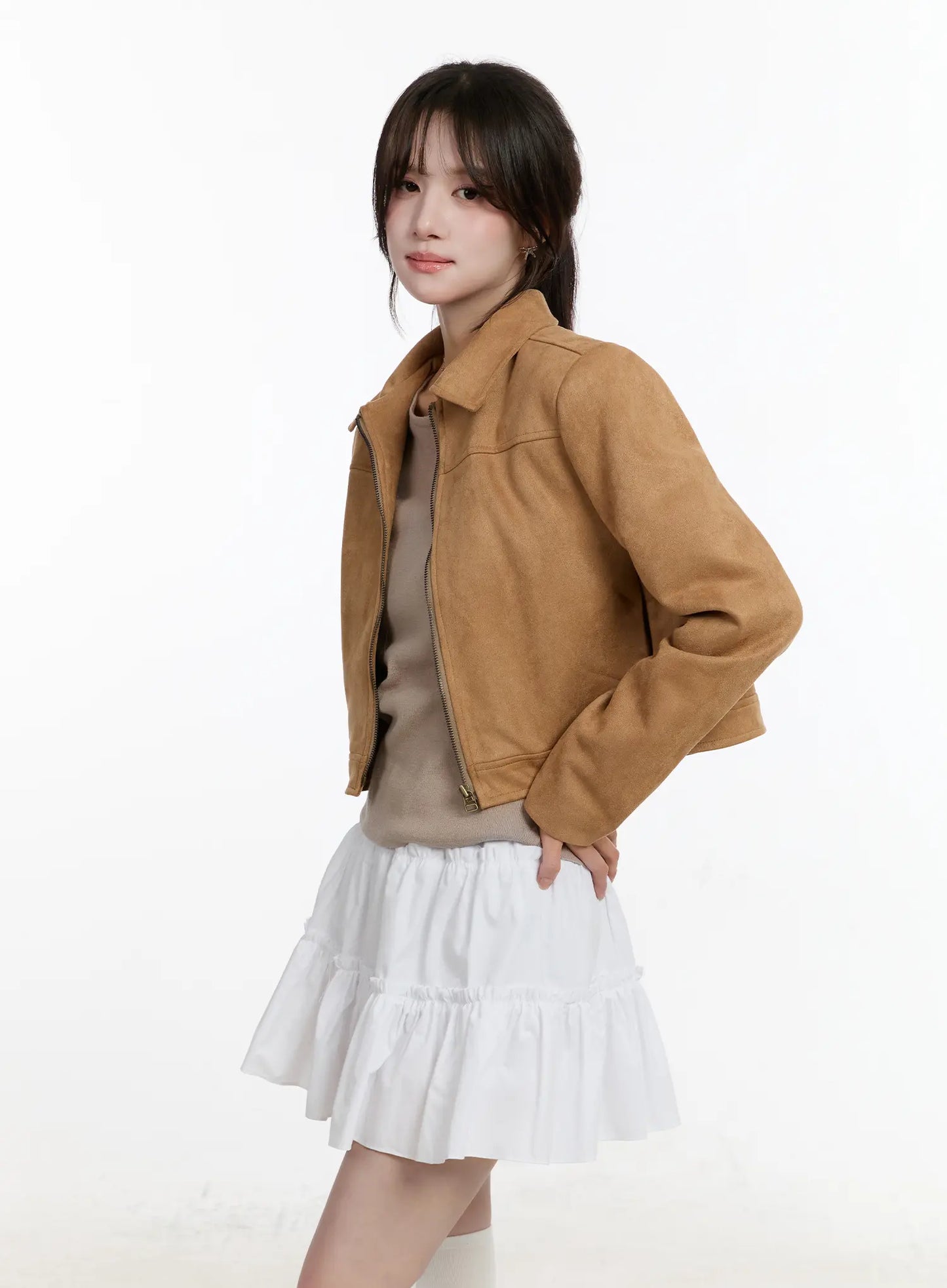 Chic Suede Zip-Up Jacket CM505