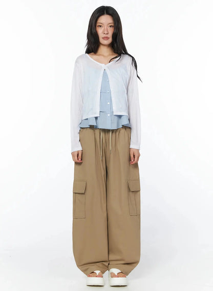 Casual Wide Leg Cargo Pants IU509
