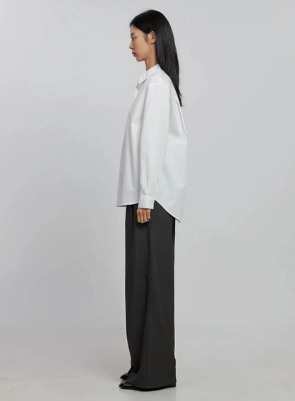 Basic Long Sleeve Button-Up Shirt ID516