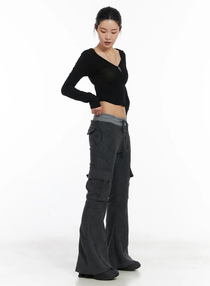 Buttoned Hooded Long Sleeve Crop Top CD509