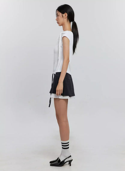Cap Sleeve Bow Tie Top IS516