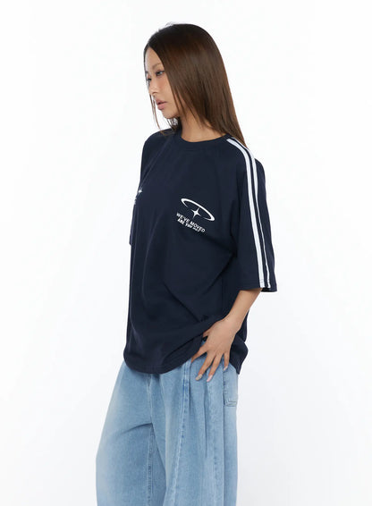 Casual Striped Sleeve Tee CA516