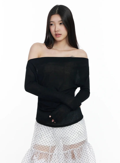 Asymmetrical Off-Shoulder Top IM504