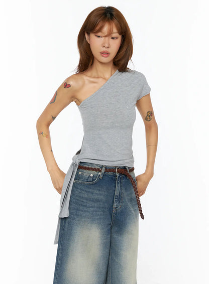 Asymmetric One-Shoulder Tie Top CU517
