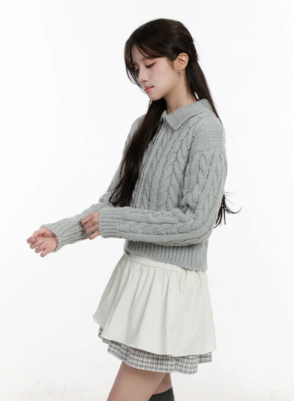 Cable Knit Zip-Up Jacket CM510