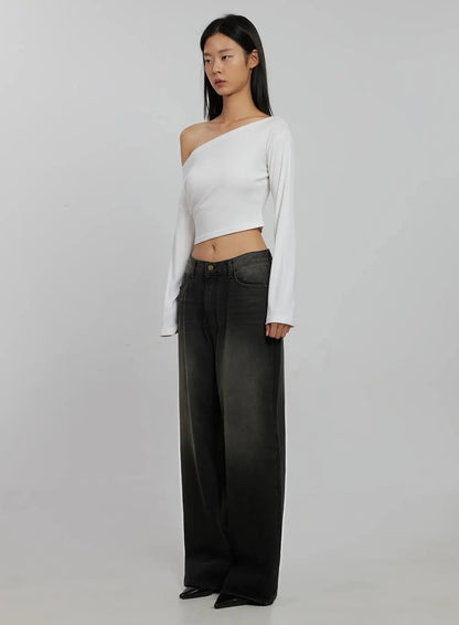 Blaire Dark Washed Wide Leg Jeans IJ509