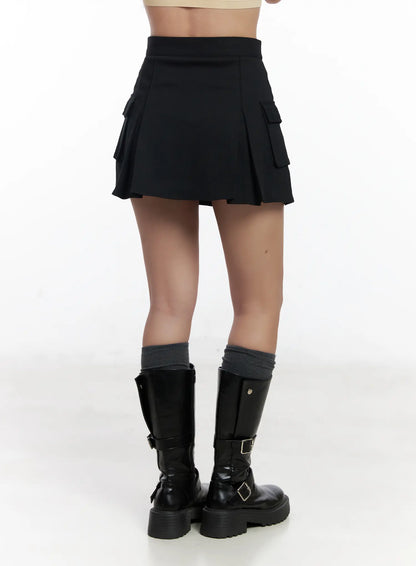 Chic Pleated Cargo Mini Skirt CF503