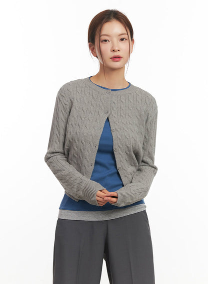 Cable-Knit Buttoned Cardigan IM524